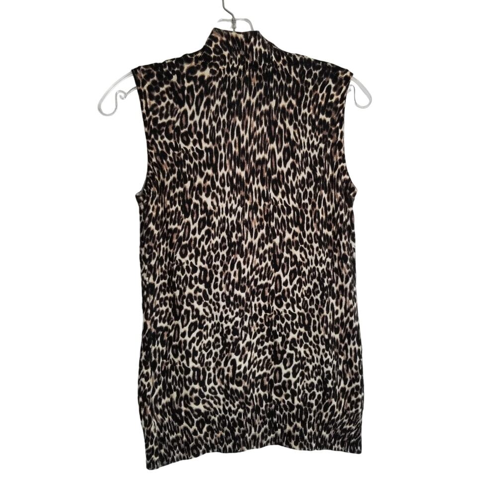 Cable & Gauge Women's Animal Print Sleeveless Turtleneck Sweater, Size S - Picture 3 of 7